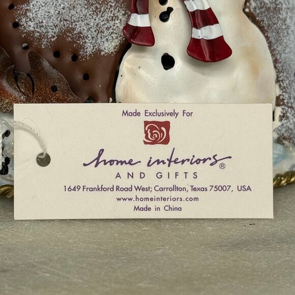 NWT Home Interiors HOMCO Metal Christmas Candle Topper with Snowman and Deer - Picture 3 of 9